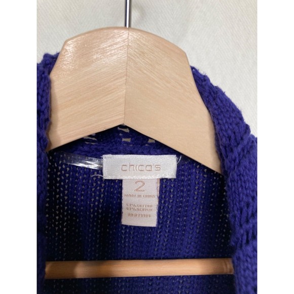 Chicos Draped Blue Cotton Blend Waterfall Cardigan Sweater Size Large Chicos 2 - Picture 10 of 10
